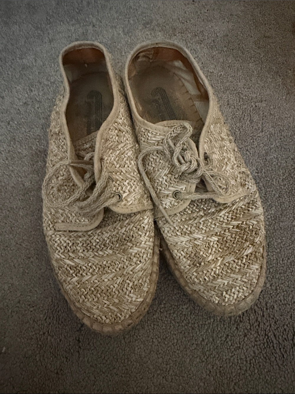 Jeffrey Campbell Natural Beige Woven Espadrille Lace-Up Shoes